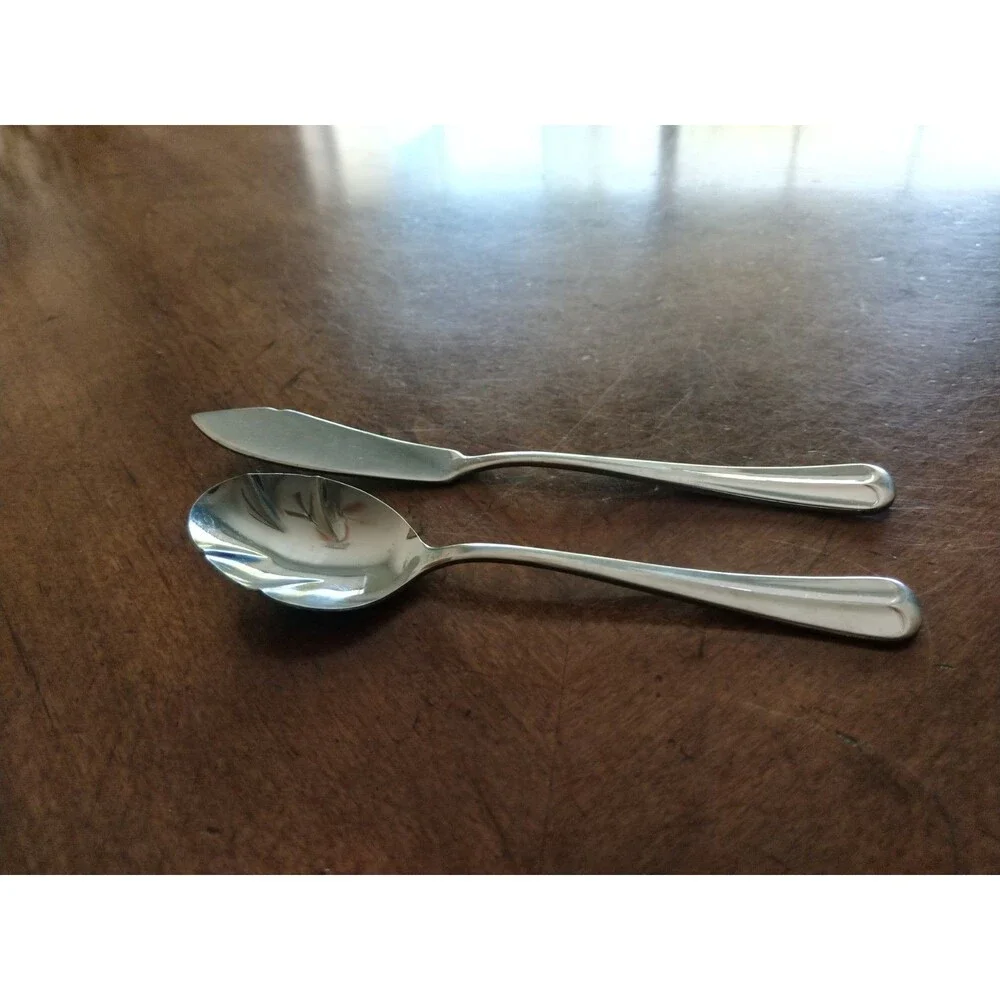 Lot 2 Gran Royale Butter Spreader & Jelly Sugar Shell Spoon Server Korea Vintage